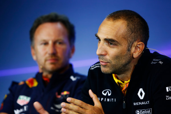 Spa Francorchamps, Belgium.
Friday 25 August 2017.
Christian Horner, Team Principal, Red Bull Racing, and Cyril Abiteboul, Managing Director, Renault Sport F1, in the Team Principals Press Conference.
World Copyright: Andy Hone/LAT Images
ref: Digital Image _ONZ9454 Spa Francorchamps, Belgium.
Friday 25 August 2017.
Christian Horner, Team Principal, Red Bull Racing, and Cyril Abiteboul, Managing Director, Renault Sport F1, in the Team Principals Press Conference.
World Copyright: Andy Hone/LAT Images
ref: Digital Image _ONZ9454