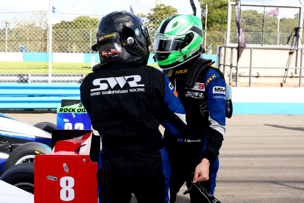 2016 BRDC F3 Championship,
Donington Park, Leicestershire. 10th - 11th September 2016.
Eugene Denyssen (RSA) Sean Walkinshaw Racing BRDC F3 and Thomas Maxwell (AUS) Sean Walkinshaw Racing BRDC F3.
World Copyright: Ebrey / LAT Photographic.