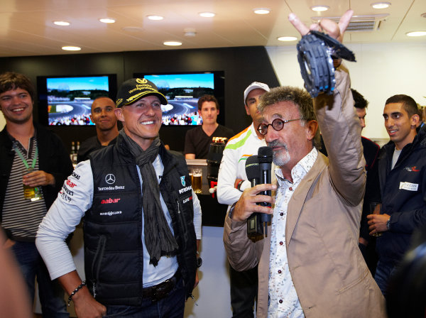 Spa-Francorchamps, Spa, Belgium
27th August 2011.
Michael Schumacher, Mercedes GP W02, celebrates the 20th anniversary of his first Grand Prix start at Spa. Portrait. Atmosphere. 
World Copyright: Steve Etherington/LAT Photographic
ref: Digital Image SNE27312