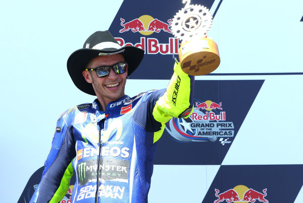 2017 MotoGP Championship - Round 3
Circuit of the Americas, Austin, Texas, USA
Sunday 23 April 2017
Podium: second place Valentino Rossi, Yamaha Factory Racing
World Copyright: Gold and Goose Photography/LAT Images
ref: Digital Image MotoGP-Post-450-2840 2017 MotoGP Championship - Round 3
Circuit of the Americas, Austin, Texas, USA
Sunday 23 April 2017
Podium: second place Valentino Rossi, Yamaha Factory Racing
World Copyright: Gold and Goose Photography/LAT Images
ref: Digital Image MotoGP-Post-450-2840