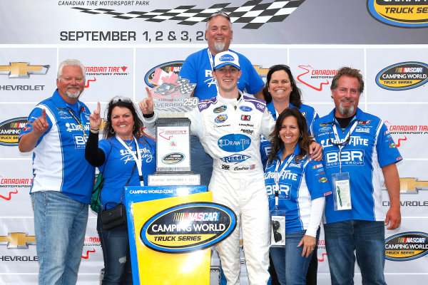 NASCAR Camping World Truck Series
Chevrolet Silverado 250
Canadian Tire Motorsport Park
Bowmanville, ON CAN
Sunday 3 September 2017
Austin Cindric, Draw-Tite\Reese Ford F150 celebrates in victory lane
World Copyright: Russell LaBounty
LAT Images