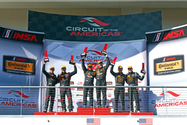 IMSA Continental Tire SportsCar Challenge
Advance Auto Parts SportsCar Showdown
Circuit of The Americas, Austin, TX USA
Friday 5 May 2017
56, Porsche, Porsche Cayman, ST, Jeff Mosing, Eric Foss, 17, Porsche, Porsche Cayman, ST, Spencer Pumpelly, Nick Galante, 75, Audi, Audi S3, ST, Roy Block, Pierre Kleinubing, podium
World Copyright: Phillip Abbott
LAT Images
ref: Digital Image abbott_COTA_0517_7786