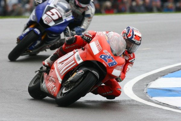 2007 Moto GP British Grand Prix.
Donington Park, England.
22nd-24th June 2007.
Casey Stoner (Ducati Marlboro Team, Ducati Desmosedici GP7) leads the race from Colin Edwards (FIAT Yamaha Team, Yamaha YZR-M1) action.
World Copyright: Kevin Wood/LAT Photographic
ref: Digital Image IMG_6259 2007 Moto GP British Grand Prix.
Donington Park, England.
22nd-24th June 2007.
Casey Stoner (Ducati Marlboro Team, Ducati Desmosedici GP7) leads the race from Colin Edwards (FIAT Yamaha Team, Yamaha YZR-M1) action.
World Copyright: Kevin Wood/LAT Photographic
ref: Digital Image IMG_6259