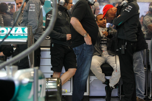 Albert Park, Melbourne, Australia
Saturday 16th March 2013
Lewis Hamilton, Mercedes AMG, with Niki Lauda.
World Copyright: Andrew Ferraro/ 
ref: Digital Image _Q0C2339