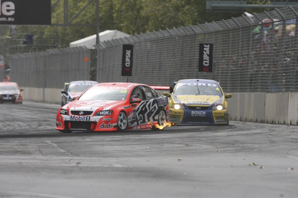 2007 Australian V8 Supercars - Clipsal 500.
Adelaide, Australia. 1st - 4th March 2007.
Todd Kelly (Holden Racing Team Commodore VE) leads James Courtney (Stone Brothers Racing Ford Falcon BF). Action. 
World Copyright: Mark Horsburgh/LAT Photographic
ref: Digital Image Kelly T-HRT-RD01-07-1228




