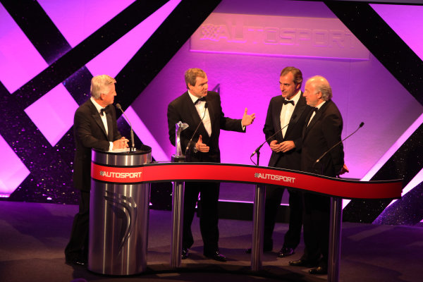 Grosvenor House Hotel, Park Lane, London
4th December 2011
David Richards and Dr Kay Segler accept the Rally Car of the Year award on behalf of the Mini John Cooper Works WRC from Carlos Sainz on the stage.
World Copyright: Glenn Dunbar/LAT Photographic
ref: Digtal Image GD5D0279 Grosvenor House Hotel, Park Lane, London
4th December 2011
David Richards and Dr Kay Segler accept the Rally Car of the Year award on behalf of the Mini John Cooper Works WRC from Carlos Sainz on the stage.
World Copyright: Glenn Dunbar/LAT Photographic
ref: Digtal Image GD5D0279