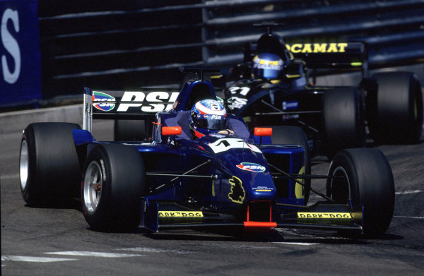 2001 F3000 Championship
Monte Carlo, Monaco. 26th May 2001
Stephane Sarrazin (Prost Junior) leads Sebastien Bourdais (DAMS) as they battle for 3rd and 4th position.
World Copyright: Charles Coates / LAT Photographic
ref: 35mm Image A17