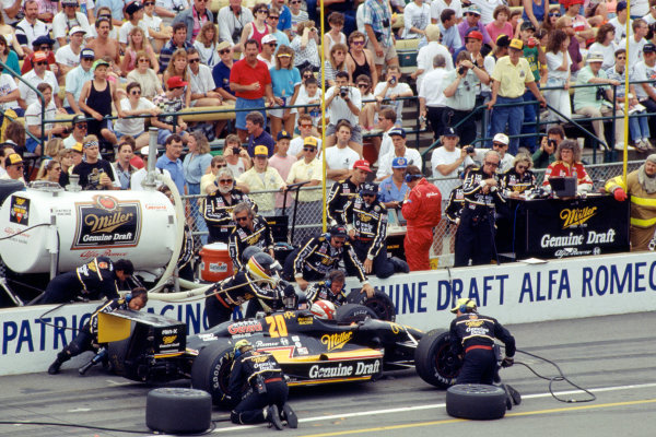 1991 Indianapolis 500.
Indianapolis Motor Speedway, Indianapolis, Indiana. 26th May 1991.
Danny Sullivan (Lola T91/00-Alfa Romeo), 10th position.
World Copyright: Murenbeeld/LAT Photographic

