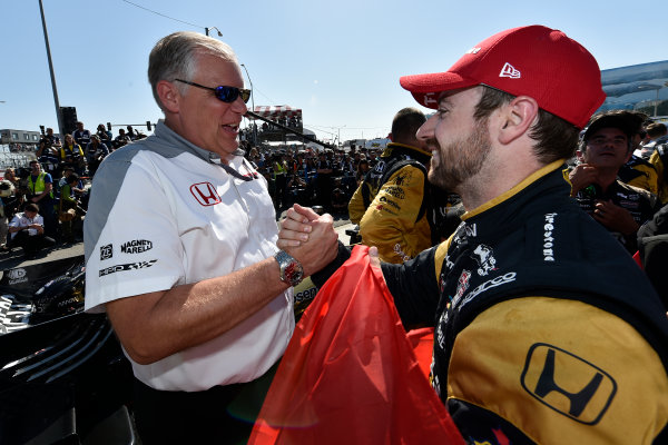 2017 Verizon IndyCar Series
Toyota Grand Prix of Long Beach
Streets of Long Beach, CA USA
Sunday 9 April 2017
James Hinchcliffe and Art St Cyr celebrates the win in victory lane
World Copyright: Scott R LePage/LAT Images
ref: Digital Image lepage-170409-LB-7673