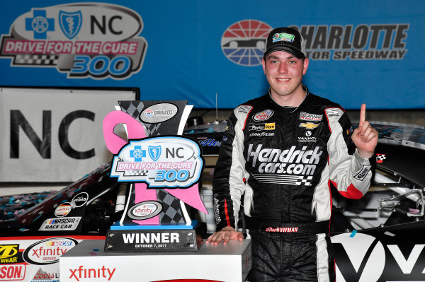 NASCAR XFINITY Series
Drive for the Cure 300
Charlotte Motor Speedway, Concord, NC
Sunday 8 October 2017
Alex Bowman, HendrickCars.com Chevrolet Camaro wins
World Copyright: Rusty Jarrett
LAT Images NASCAR XFINITY Series
Drive for the Cure 300
Charlotte Motor Speedway, Concord, NC
Sunday 8 October 2017
Alex Bowman, HendrickCars.com Chevrolet Camaro wins
World Copyright: Rusty Jarrett
LAT Images