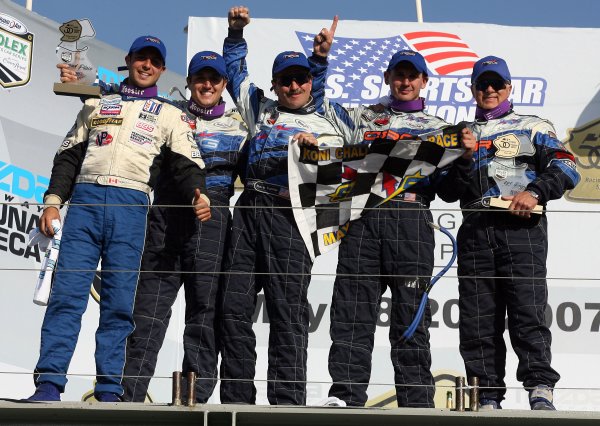 19 May, 2007, Monterey, California, USA
The team TRG Porsch edrivers, left to right, Dniel DiLeo, Ross Smith, Kevin Buckler, Andy Lally and R. J. Valentine celebrate after finishing first and second in Saturday's GT race.
©2007, Brian Cleary , USA
LAT Photographic 19 May, 2007, Monterey, California, USA
The team TRG Porsch edrivers, left to right, Dniel DiLeo, Ross Smith, Kevin Buckler, Andy Lally and R. J. Valentine celebrate after finishing first and second in Saturday's GT race.
©2007, Brian Cleary , USA
LAT Photographic