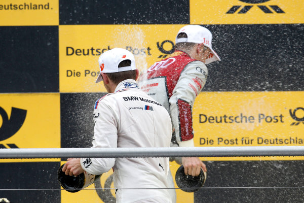 2017 DTM Round 1
Hockenheim, Germany.
Sunday 7 May 2017.
Podium: Marco Wittmann, BMW Team RMG, BMW M4 DTM and Jamie Green, Audi Sport Team Rosberg, Audi RS 5 DTM
World Copyright: Alexander Trienitz/LAT Images
ref: Digital Image 2017-DTM-R1-HH-AT1-3752