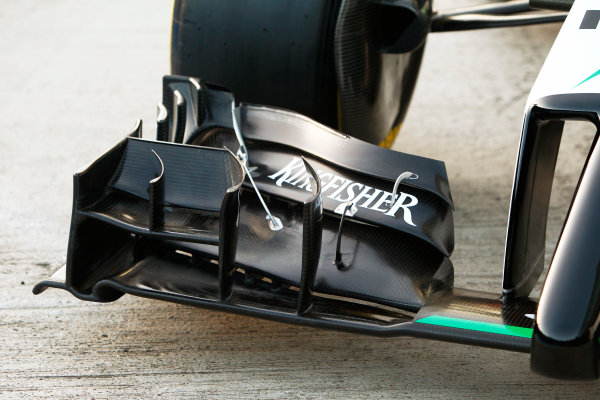 2014 F1 Pre Season Test 1 - Day 1
Circuito de Jerez, Jerez, Spain.
Tuesday 28 January 2014.
The Force India VJM07 Mercedes is revealed in the pit lane.
World Copyright: Alastair Staley/LAT Photographic.
ref: Digital Image _A8C7691.JPG