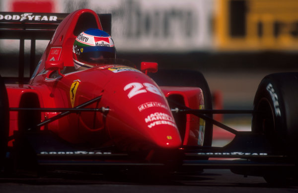 1992 San Marino Grand Prix.
Imola, Italy.
15-17 May 1992.
Ivan Capelli (Ferrari F92A). He exited the race after locking his rear brakes and spinning off on lap12.
Ref-92 SM 10.
World Copyright - LAT Photographic

