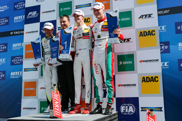 2017 FIA Formula 3 European Championship.
Round 2 - Monza, Italy.
Sunday 30 April 2017.
Podium: Race winner Callum Ilott, Prema Powerteam, Dallara F317 - Mercedes-Benz, second place Lando Norris, Carlin Dallara F317 - Volkswagen, third place Maximilian G?nther, Prema Powerteam Dallara F317 - Mercedes-Benz
World Copyright: James Gasperotti/LAT Images
ref: Digital Image _JG14841 2017 FIA Formula 3 European Championship.
Round 2 - Monza, Italy.
Sunday 30 April 2017.
Podium: Race winner Callum Ilott, Prema Powerteam, Dallara F317 - Mercedes-Benz, second place Lando Norris, Carlin Dallara F317 - Volkswagen, third place Maximilian G?nther, Prema Powerteam Dallara F317 - Mercedes-Benz
World Copyright: James Gasperotti/LAT Images
ref: Digital Image _JG14841