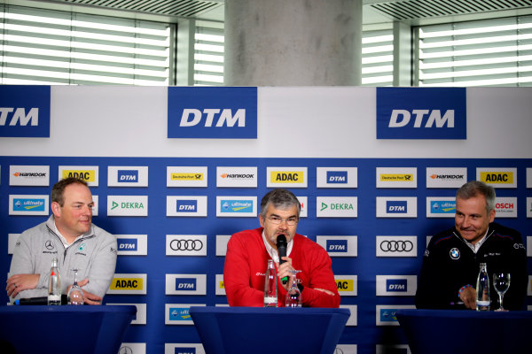 2017 DTM Testing & Media Day
Hockenheim, Germany.
Thursday 6 April 2017. Ullrich Fritz, Team principal Mercedes-AMG HWA, Dieter Gass, Head of DTM Audi Sport, Jens Marquardt, BMW Motorsport Director.
World Copyright: Alexander Trienitz/LAT Images
ref: Digital Image 2017-DTM-MD-HH-AT1-0085