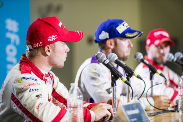 2016/2017 FIA Formula E Championship.
Round 10 - New York City ePrix, Brooklyn, New York, USA.
Sunday 16 July 2017.
Felix Rosenqvist (SWE), Mahindra Racing, Spark-Mahindra, Mahindra M3ELECTRO, in the press conference.
Photo: Sam Bloxham/LAT/Formula E
ref: Digital Image _W6I3697