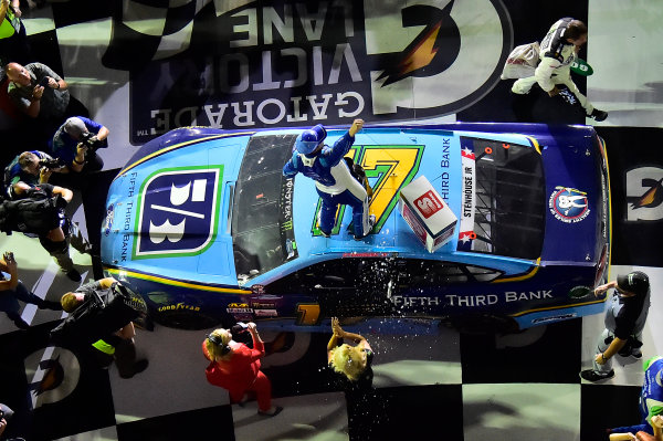 Monster Energy NASCAR Cup Series
Coke Zero 400
Daytona International Speedway, Daytona Beach, FL USA
Saturday 1 July 2017
Ricky Stenhouse Jr, Roush Fenway Racing, Fifth Third Bank Ford Fusion, celebrates in victory lane.
World Copyright: John K Harrelson
LAT Images Monster Energy NASCAR Cup Series
Coke Zero 400
Daytona International Speedway, Daytona Beach, FL USA
Saturday 1 July 2017
Ricky Stenhouse Jr, Roush Fenway Racing, Fifth Third Bank Ford Fusion, celebrates in victory lane.
World Copyright: John K Harrelson
LAT Images