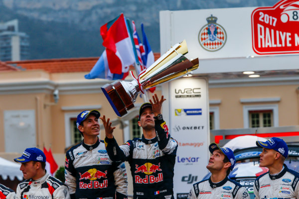 2017 FIA World Rally Championship,
Round 01, Rally Monte Carlo,
January 18-22, 2017,
Sebastien Ogier, Julien Ingrassia, Ford, Podium,
Worldwide Copyright: McKlein/LAT