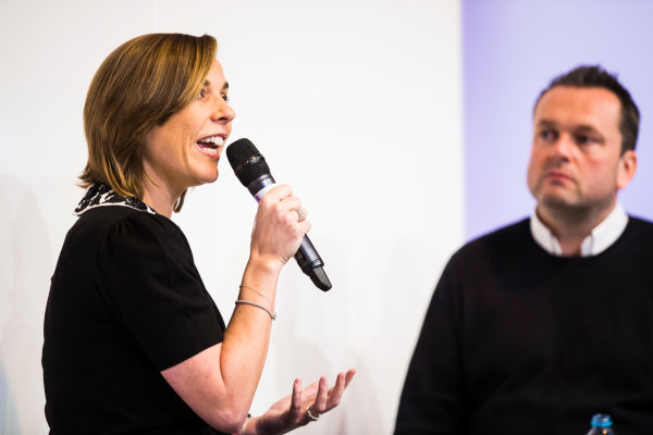 Autosport International Exhibition.
National Exhibition Centre, Birmingham, UK.
Sunday 15 January 2017.
Claire Williams (Williams Martini Racing Deputy Principle), is interviewed on the Autosport Stage
Photo: Sam Bloxham/LAT Photographic
ref: Digital Image _SLA6203