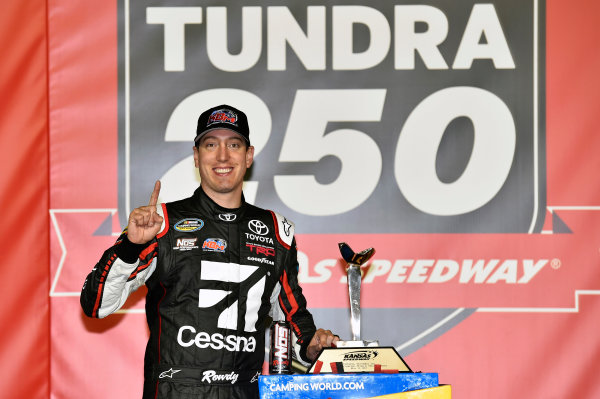 NASCAR Camping World Truck Series
Toyota Tundra 250
Kansas Speedway, Kansas City, KS USA
Friday 12 May 2017
Kyle Busch, Cessna Toyota Tundra celebrates his win in Victory Lane
World Copyright: Nigel Kinrade
LAT Images
ref: Digital Image 17KAN1nk07193 NASCAR Camping World Truck Series
Toyota Tundra 250
Kansas Speedway, Kansas City, KS USA
Friday 12 May 2017
Kyle Busch, Cessna Toyota Tundra celebrates his win in Victory Lane
World Copyright: Nigel Kinrade
LAT Images
ref: Digital Image 17KAN1nk07193