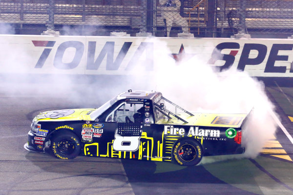 NASCAR Camping World Truck Series
M&M?s 200 presented by Casey?s General Store
Iowa Speedway, Newton, IA USA
Friday 23 June 2017
John Hunter Nemechek, Fire Alarm Services/Romco Equipment Co. Chevrolet Silverado celebrates his win with a burnout
World Copyright: Russell LaBounty
LAT Images NASCAR Camping World Truck Series
M&M?s 200 presented by Casey?s General Store
Iowa Speedway, Newton, IA USA
Friday 23 June 2017
John Hunter Nemechek, Fire Alarm Services/Romco Equipment Co. Chevrolet Silverado celebrates his win with a burnout
World Copyright: Russell LaBounty
LAT Images