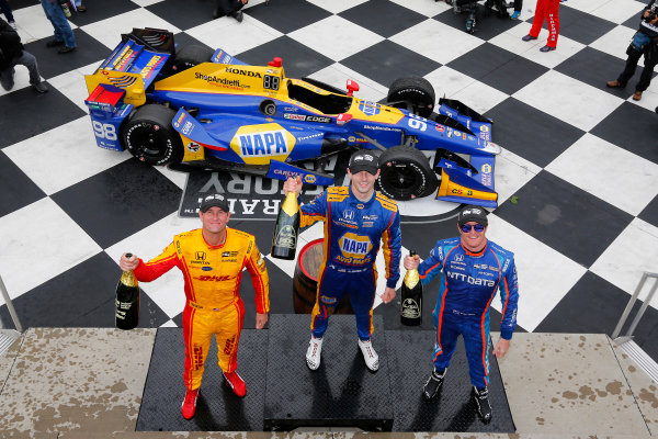 Verizon IndyCar Series
IndyCar Grand Prix at the Glen
Watkins Glen International, Watkins Glen, NY USA
Sunday 3 September 2017
Alexander Rossi, Curb Andretti Herta Autosport with Curb-Agajanian Honda, Ryan Hunter-Reay, Andretti Autosport Honda, Scott Dixon, Chip Ganassi Racing Teams Honda celebrate on the podium
World Copyright: Phillip Abbott
LAT Images
ref: Digital Image abbott_wglen_0817_10747