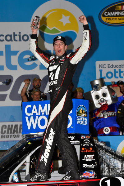 NASCAR Camping World Truck Series
North Carolina Education Lottery 200
Charlotte Motor Speedway, Concord, NC USA
Friday 19 May 2017
Kyle Busch, Cessna Toyota Tundra celebrates his win with a burnout
World Copyright: Nigel Kinrade
LAT Images
ref: Digital Image 17CLT1nk05376