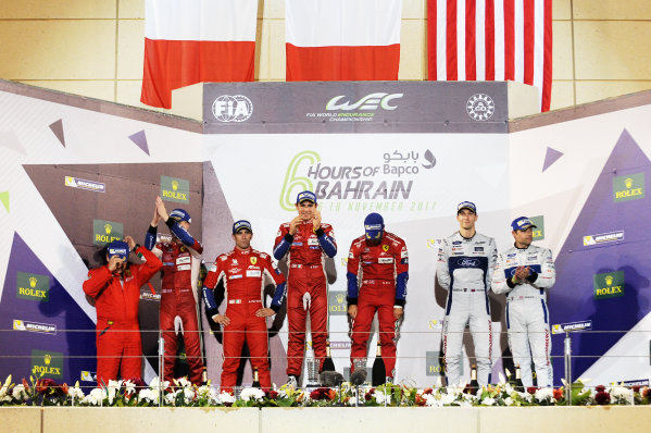 2017 FIA World Endurance Championship,
Bahrain International Circuit, Bahrain. 16th-18th November 2017,
GT Pro Podium 
World Copyright. JEP/LAT Images