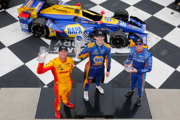 Verizon IndyCar Series
IndyCar Grand Prix at the Glen
Watkins Glen International, Watkins Glen, NY USA
Sunday 3 September 2017
Alexander Rossi, Curb Andretti Herta Autosport with Curb-Agajanian Honda, Ryan Hunter-Reay, Andretti Autosport Honda, Scott Dixon, Chip Ganassi Racing Teams Honda celebrate on the podium
World Copyright: Phillip Abbott
LAT Images
ref: Digital Image abbott_wglen_0817_10690 Verizon IndyCar Series
IndyCar Grand Prix at the Glen
Watkins Glen International, Watkins Glen, NY USA
Sunday 3 September 2017
Alexander Rossi, Curb Andretti Herta Autosport with Curb-Agajanian Honda, Ryan Hunter-Reay, Andretti Autosport Honda, Scott Dixon, Chip Ganassi Racing Teams Honda celebrate on the podium
World Copyright: Phillip Abbott
LAT Images
ref: Digital Image abbott_wglen_0817_10690