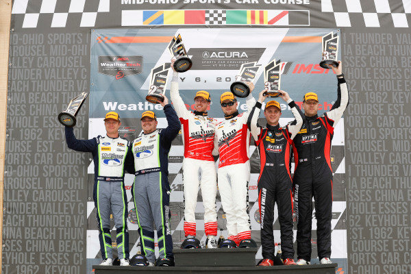#60 Roush Performance / KohR Motorsports, Ford Mustang GT4, GS: Nate Stacy, Kyle Marcelli, podium, #8 Multimatic Motorsports, Ford Mustang GT4, GS: Chad McCumbee, Patrick Gallagher, #82 BimmerWorld Racing, BMW M4 GT4, GS: James Clay, Tyler Cooke #60 Roush Performance / KohR Motorsports, Ford Mustang GT4, GS: Nate Stacy, Kyle Marcelli, podium, #8 Multimatic Motorsports, Ford Mustang GT4, GS: Chad McCumbee, Patrick Gallagher, #82 BimmerWorld Racing, BMW M4 GT4, GS: James Clay, Tyler Cooke