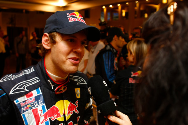 Yas Marina Circuit, Abu Dhabi, United Arab Emirates
1st November 2009.
Sebastian Vettel, Red Bull Racing RB5 Renault, 1st position, gives an interview after the race. Portrait. Media.
World Copyright: Charles Coates/LAT Photographic
ref: Digital Image _26Y3160 Yas Marina Circuit, Abu Dhabi, United Arab Emirates
1st November 2009.
Sebastian Vettel, Red Bull Racing RB5 Renault, 1st position, gives an interview after the race. Portrait. Media.
World Copyright: Charles Coates/LAT Photographic
ref: Digital Image _26Y3160