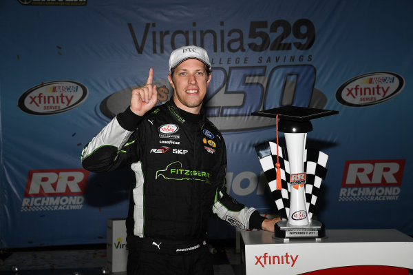 NASCAR XFINITY Series
Virginia529 College Savings 250
Richmond Raceway, Richmond, VA USA
Saturday 9 September 2017
Brad Keselowski, Fitzgerald Glider Kits Ford Mustang wins
World Copyright: Rusty Jarrett
LAT Images NASCAR XFINITY Series
Virginia529 College Savings 250
Richmond Raceway, Richmond, VA USA
Saturday 9 September 2017
Brad Keselowski, Fitzgerald Glider Kits Ford Mustang wins
World Copyright: Rusty Jarrett
LAT Images
