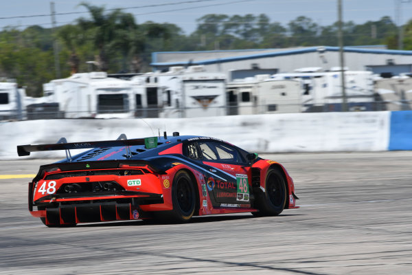 2017 IMSA WeatherTech SportsCar Championship
Mobil 1 Twelve Hours of Sebring
Sebring International Raceway, Sebring, FL USA
Thursday 16 March 2017
48, Lamborghini, Lamborghini Huracan GT3, GTD, Bryan Sellers, Madison Snow, Dion von Moltke
World Copyright: Richard Dole/LAT Images
ref: Digital Image RD_217_SEB02