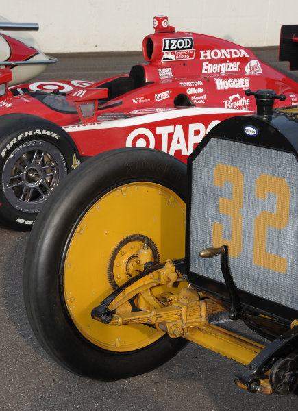 12 October, 2010, Indianapolis, Indiana, USA
33 Historic cars representing the 100 year history of the Indy 500 are gathered on the grid of the Indianapolis Motor Speedway
Â©2010, Dan R. Boyd, USA
LAT Photographic