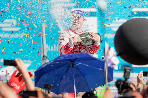 2016/2017 FIA Formula E Championship.
Round 7 - Berlin ePrix, Tempelhof Airport, Berlin, Germany.
Saturday 10 June 2017.
Felix Rosenqvist (SWE), Mahindra Racing, Spark-Mahindra, Mahindra M3ELECTRO sprays the champagne on the podium.
Photo: Zak Mauger/LAT/Formula E
ref: Digital Image _54I7713 2016/2017 FIA Formula E Championship.
Round 7 - Berlin ePrix, Tempelhof Airport, Berlin, Germany.
Saturday 10 June 2017.
Felix Rosenqvist (SWE), Mahindra Racing, Spark-Mahindra, Mahindra M3ELECTRO sprays the champagne on the podium.
Photo: Zak Mauger/LAT/Formula E
ref: Digital Image _54I7713