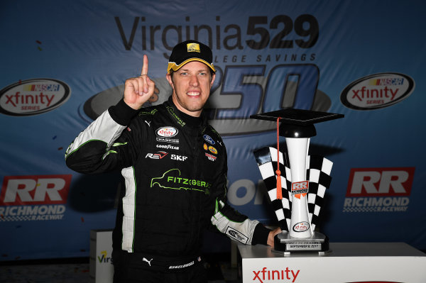 NASCAR XFINITY Series
Virginia529 College Savings 250
Richmond Raceway, Richmond, VA USA
Saturday 9 September 2017
Brad Keselowski, Fitzgerald Glider Kits Ford Mustang wins
World Copyright: Rusty Jarrett
LAT Images NASCAR XFINITY Series
Virginia529 College Savings 250
Richmond Raceway, Richmond, VA USA
Saturday 9 September 2017
Brad Keselowski, Fitzgerald Glider Kits Ford Mustang wins
World Copyright: Rusty Jarrett
LAT Images