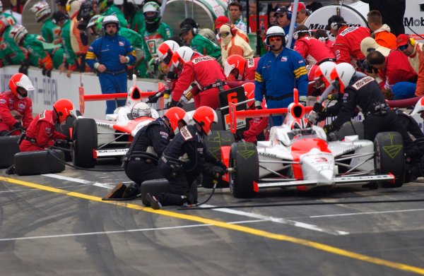 87th Indianapolis 500, Indianapolis Motor Speedway, Speedway, Indiana, USA 25 May,2003
Team Penske (Castroneves:front, deFerran: rear) make their first pit stops on the way to a one-two finish.
World Copyright-F
Peirce Williams 2003 LAT Photographic
ref: Digital Image Only
87th Indianapolis 500, Indianapolis Motor Speedway, Speedway, Indiana, USA 25 May,2003
Team Penske (Castroneves:front, deFerran: rear) make their first pit stops on the way to a one-two finish.
World Copyright-F
Peirce Williams 2003 LAT Photographic
ref: Digital Image Only