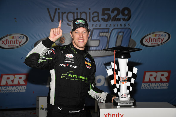 NASCAR XFINITY Series
Virginia529 College Savings 250
Richmond Raceway, Richmond, VA USA
Saturday 9 September 2017
Brad Keselowski, Fitzgerald Glider Kits Ford Mustang wins
World Copyright: Rusty Jarrett
LAT Images NASCAR XFINITY Series
Virginia529 College Savings 250
Richmond Raceway, Richmond, VA USA
Saturday 9 September 2017
Brad Keselowski, Fitzgerald Glider Kits Ford Mustang wins
World Copyright: Rusty Jarrett
LAT Images