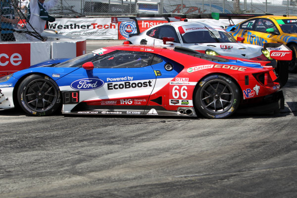 2017 IMSA WeatherTech SportsCar Championship
BUBBA burger Sports Car Grand Prix at Long Beach
Streets of Long Beach, CA USA
Saturday 8 April 2017
66, Ford, Ford GT, GTLM, Joey Hand, Dirk Muller
World Copyright: Leland Hill/LAT Images
ref: Digital Image Hill-0407_IMSA_0027