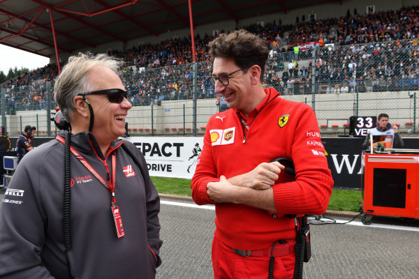 Gene Haas, Founder and Chairman, Haas F1 Team and Mattia Binotto, Ferrari Chief Technical Officer on the grid